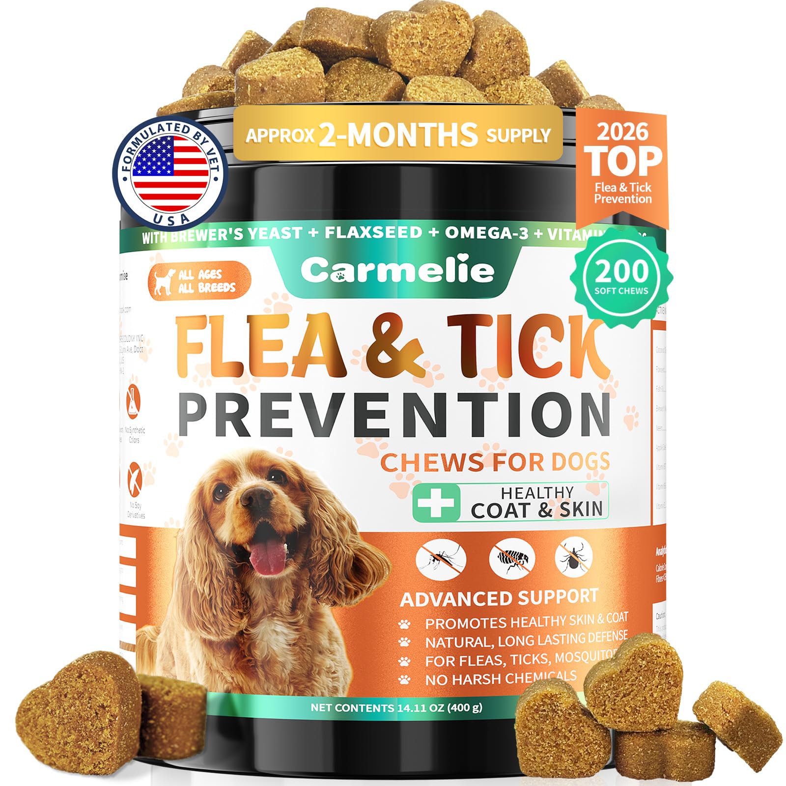 Carmelie bote protege a perros contra garrapatas con solución natural.