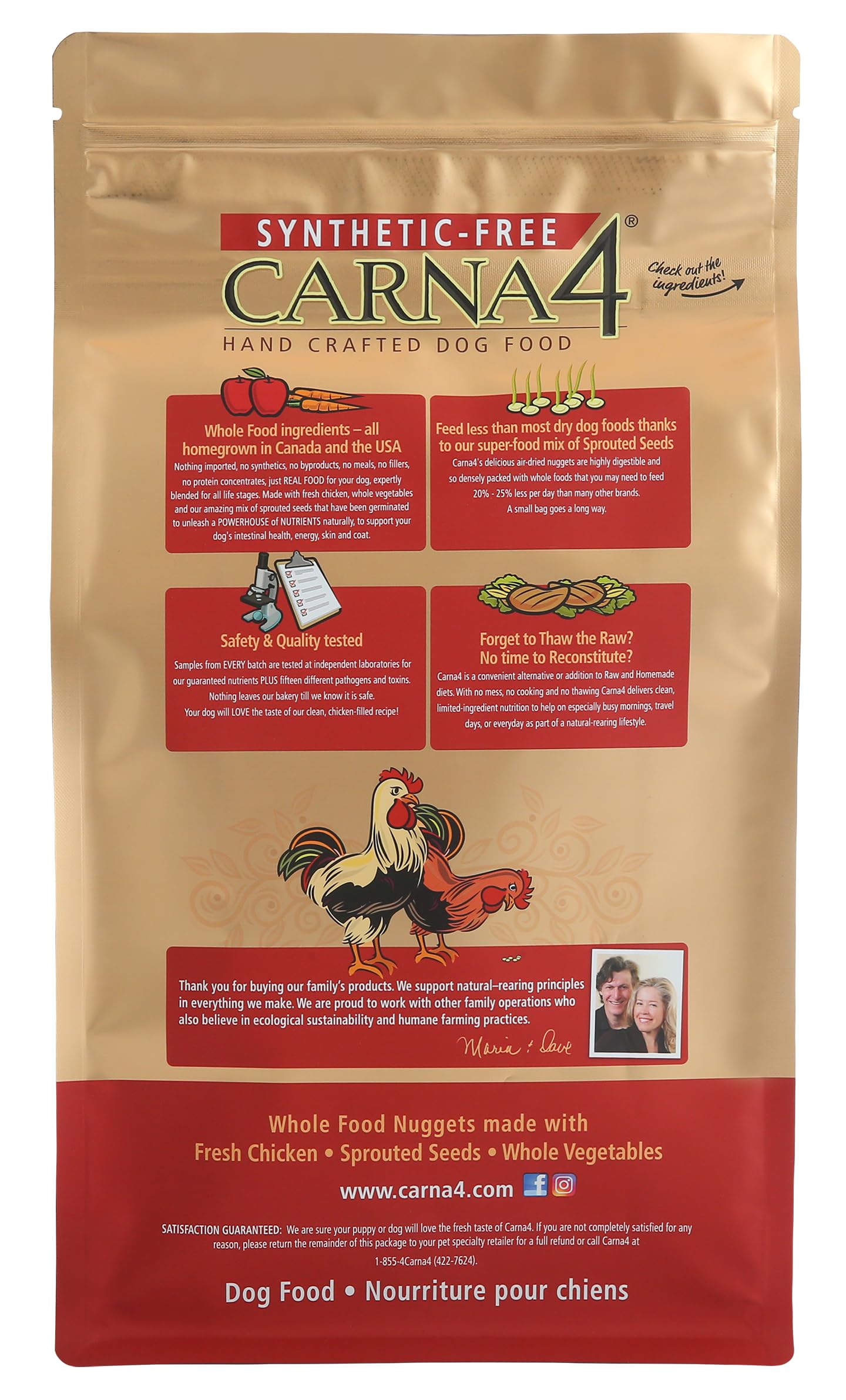 CARNA4 en tazón, perro disfruta del alimento seco con sabor atractivo.
