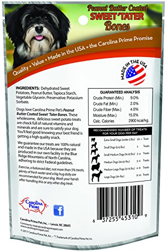 Carolina Prime Pet bolsa con cierre hermético de 5 onzas para conservar el snack de batata dulce