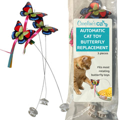Caroline's Cats rellenos mariposa, pack de 3, ideal para entretenimiento continuo.