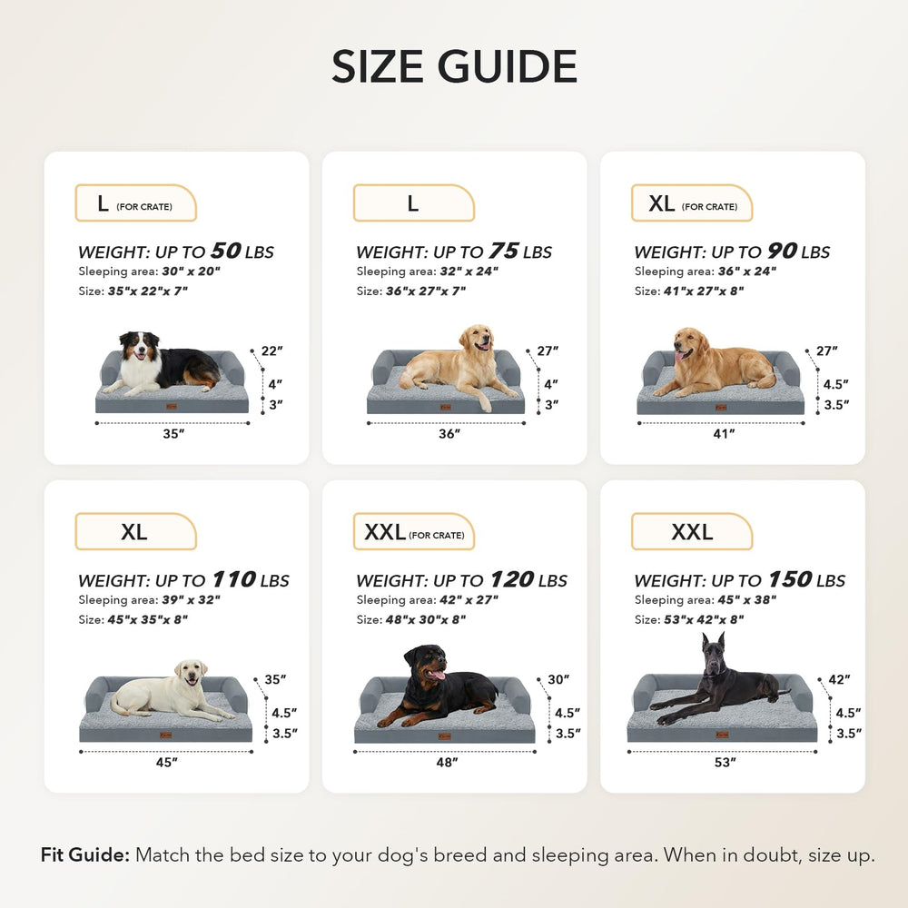 Casa Paw cama para perros grandes con funda lavable para limpieza rápida.