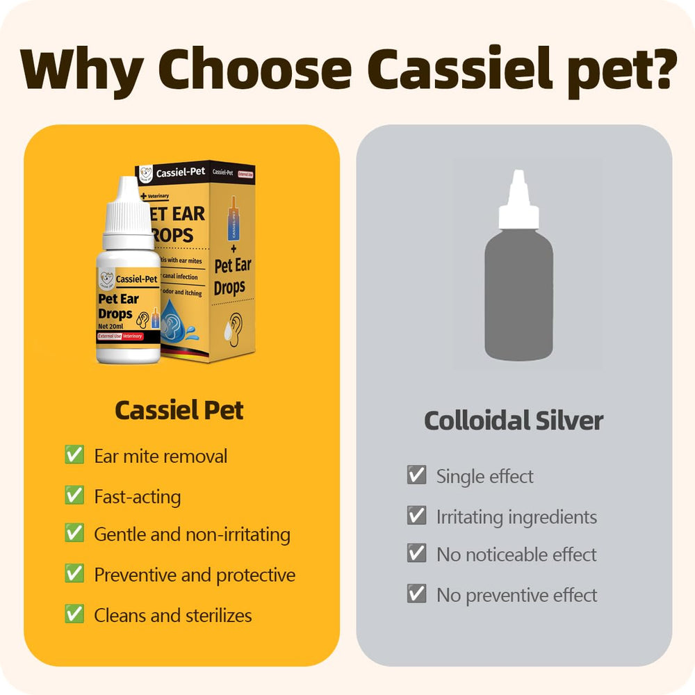 Cassiel Pet Ear Drops clean ear result, refreshed ears after treatment.
