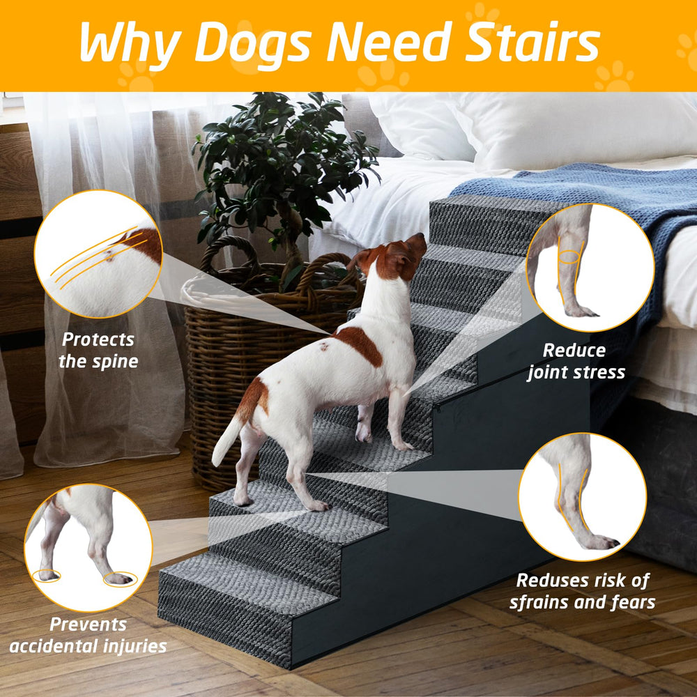 Casusv escaleras para perro de 7 escalones: acceso seguro al sofá