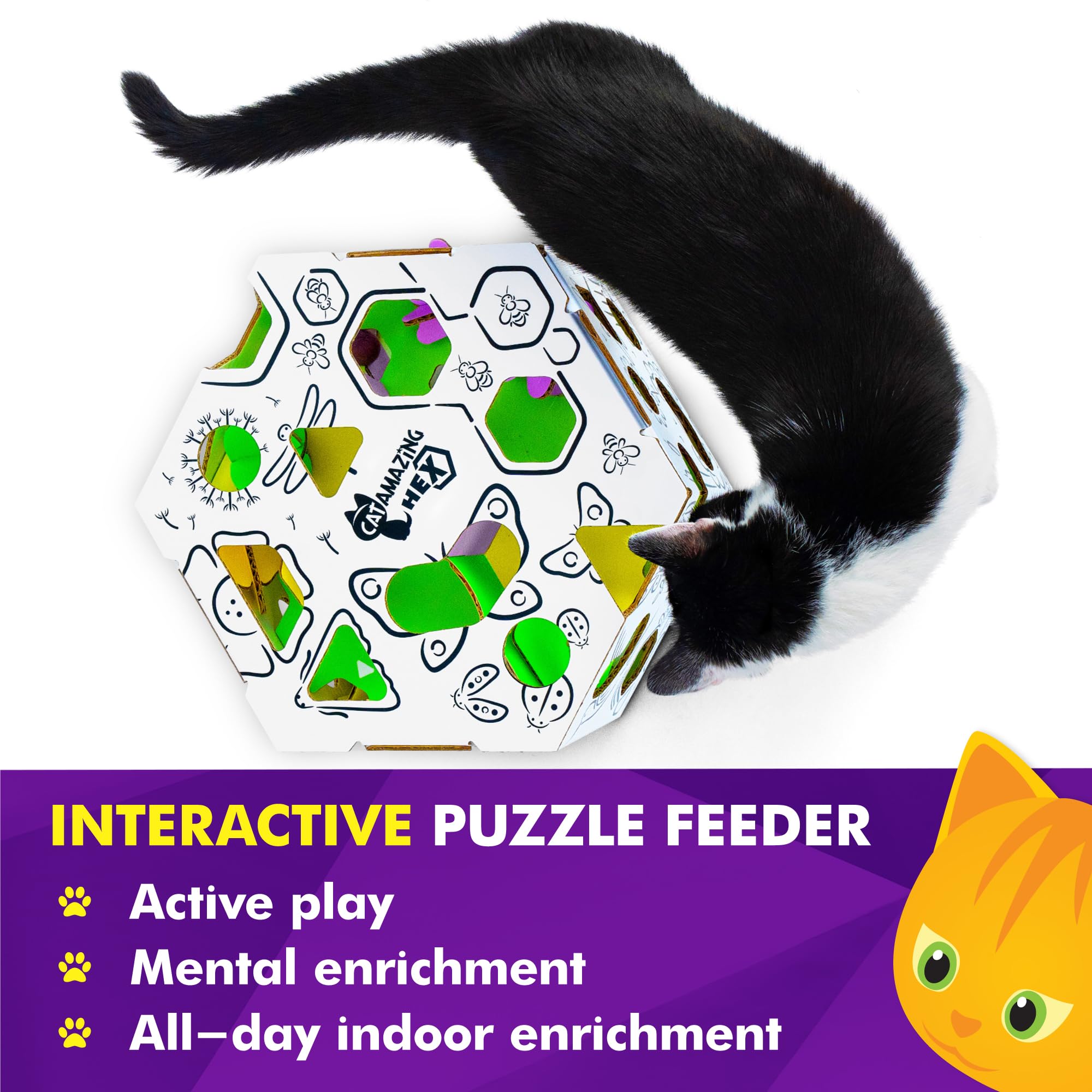 Cat Amazing HEX: diseño durable y materiales 100% vegetales para un juguete ecológico.