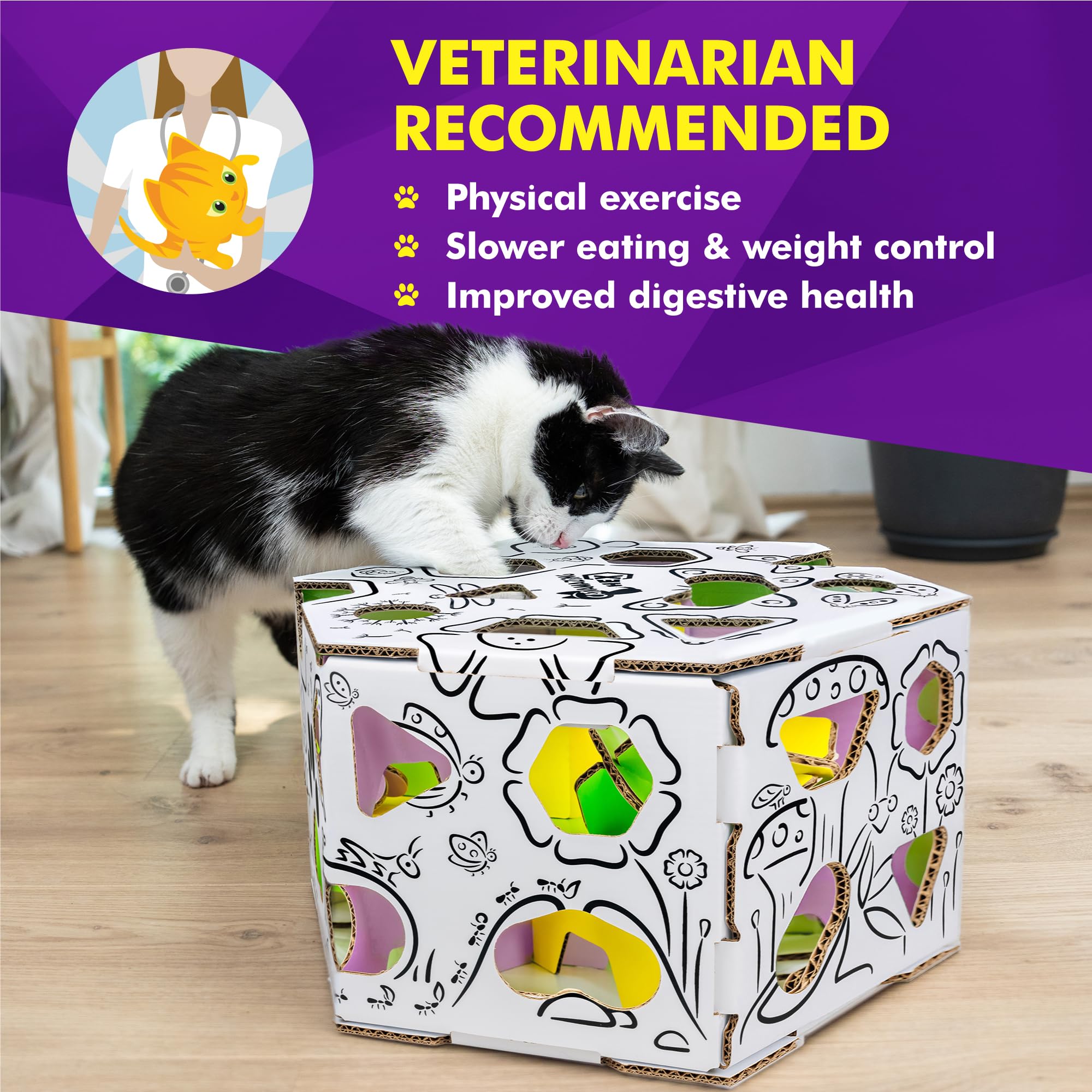 Cat Amazing HEX: dispensador de premios que promueve ritmo de alimentación y juego interactivo.