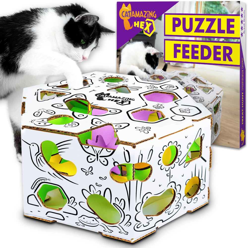 Cat Amazing HEX: tablero interactivo para gatos, estimula juego y exploración en interiores.