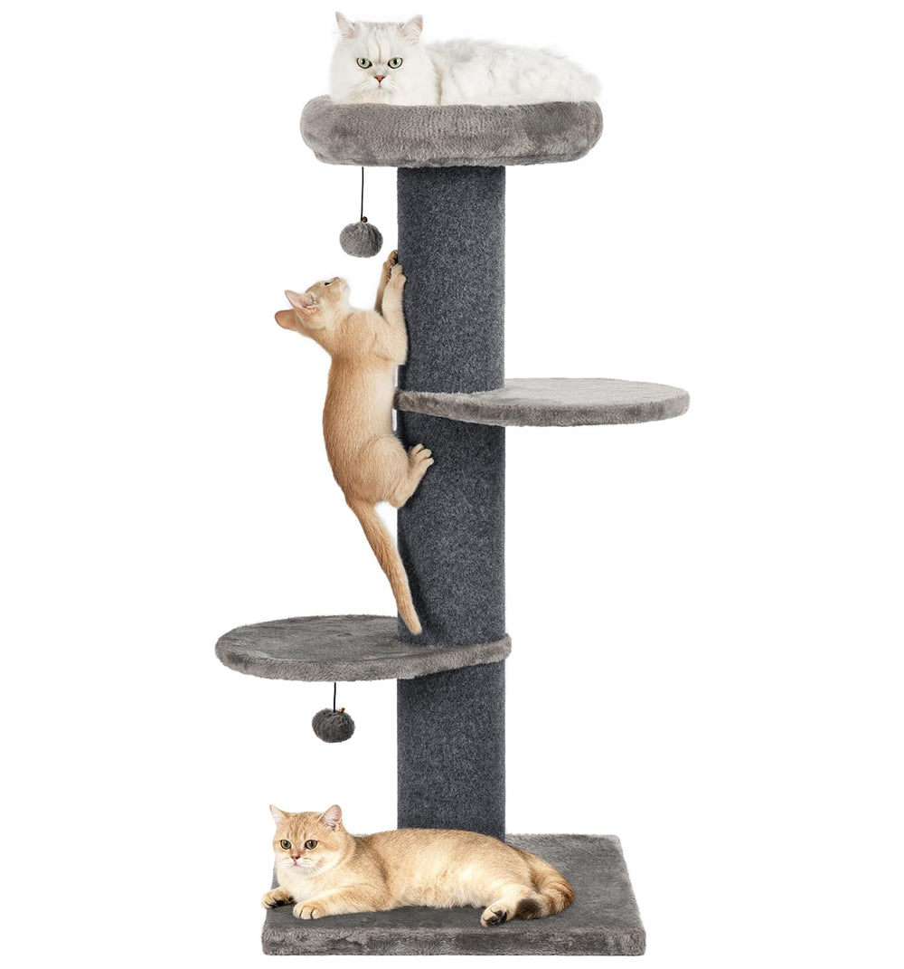 Cat Craft rascador de gato alto con base amplia para estabilidad en interiores.