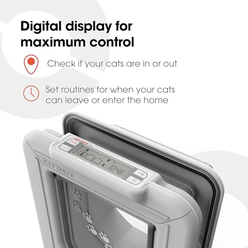Cat Mate Elite gatera-pantalla-lcd: muestra en tiempo real cuál gato entra o sale.