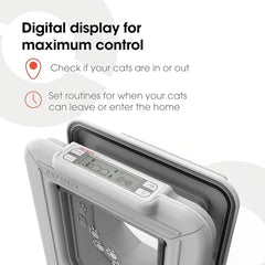 Cat Mate Elite gatera-pantalla-lcd: muestra en tiempo real cuál gato entra o sale.