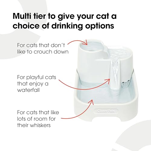 Cat Mate fuente multinivel flujo ajustable facilita caudal según la mascota.