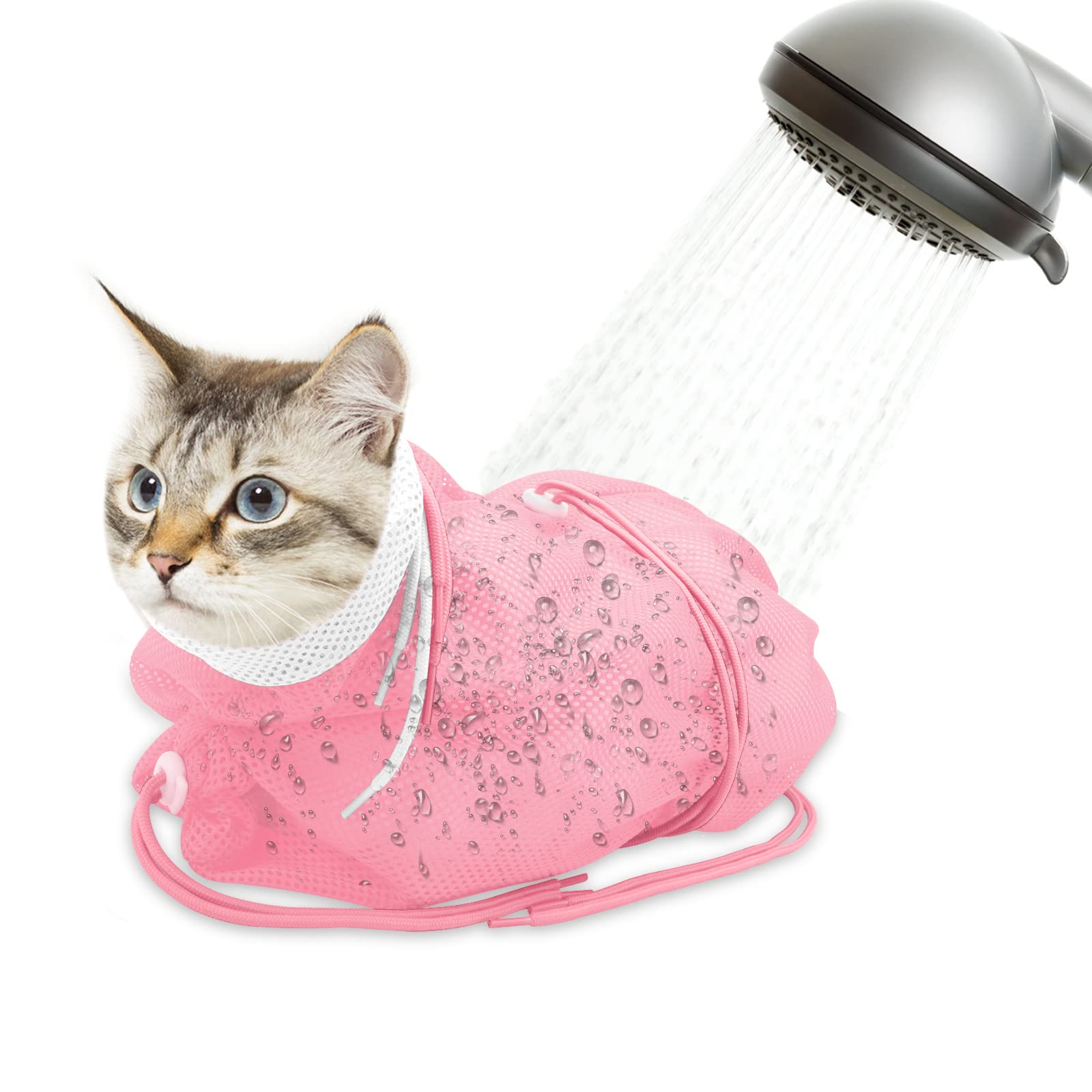 Catcan sac bain chat en maille douce, respirant pour un bain plus calme.