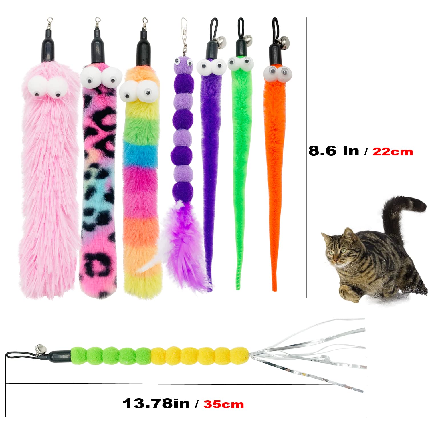CATENESS repuestos gusano-pluma para gato, despiertan instintos de caza y diversión segura.
