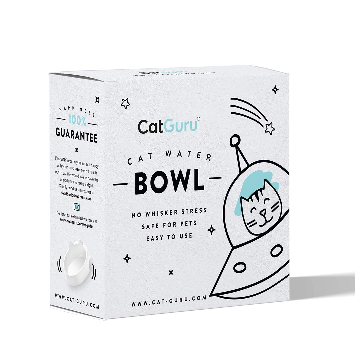CatGuru alivio-bigotes-diseño-amplio: facilita beber sin apretar el hocico.