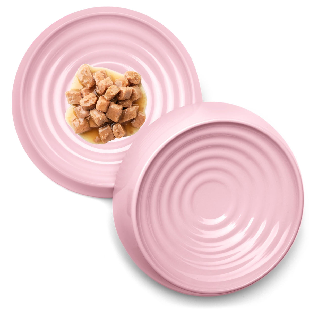 CatGuru tazón para gatos interiores rosa, pack de 2, ideal para comidas diarias.