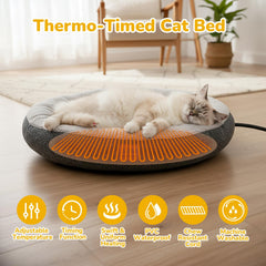 CATISM Cama gato ajuste-temperatura permite calor personalizado para noches confortables.