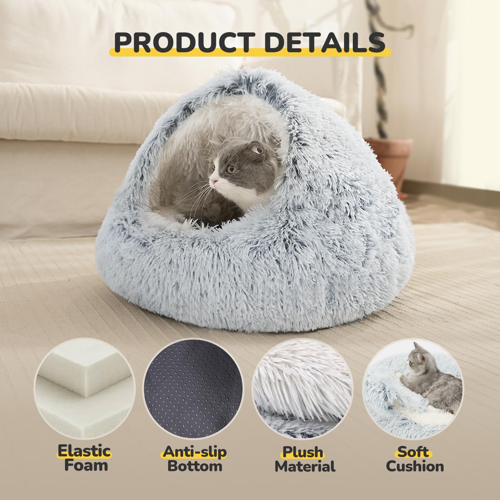 CATISM cama-gato-autocalentable para confort nocturno y descanso.