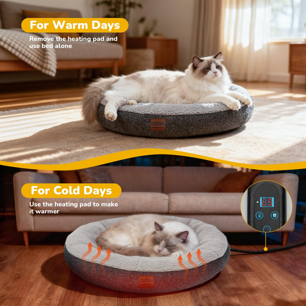CATISM Cama gato borde-elevado brinda refugio acogedor para dormir y relajarse.