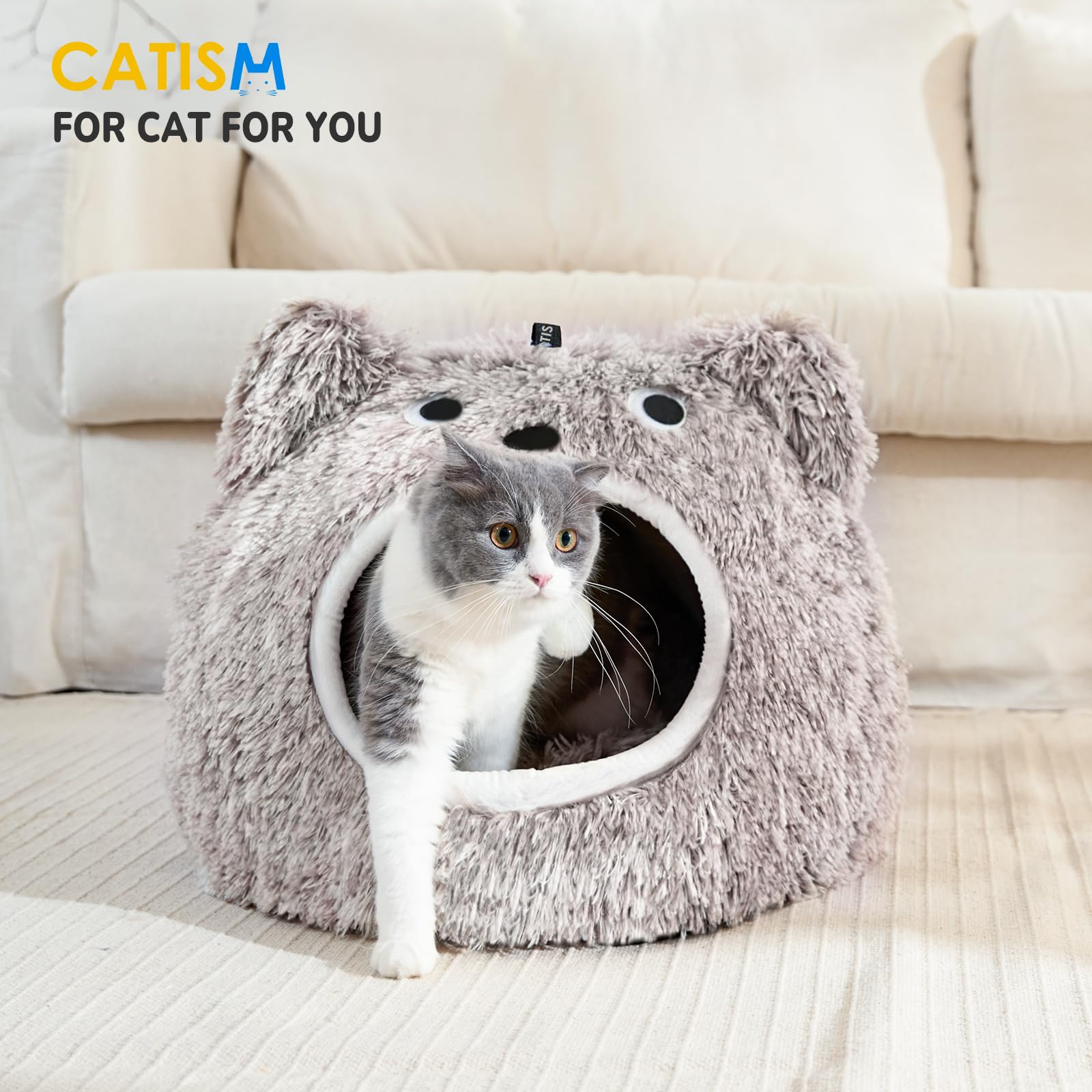 CATISM Cama de gato interior cálida gracias a la felpa suave.