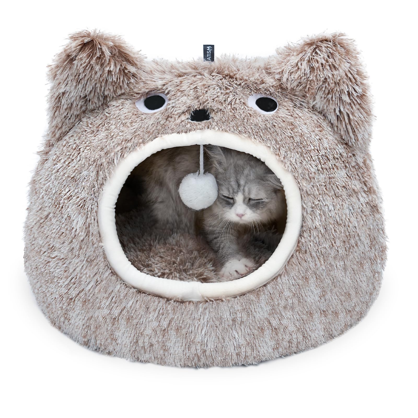 CATISM Cama de gato cueva de felpa para interiores y privacidad.