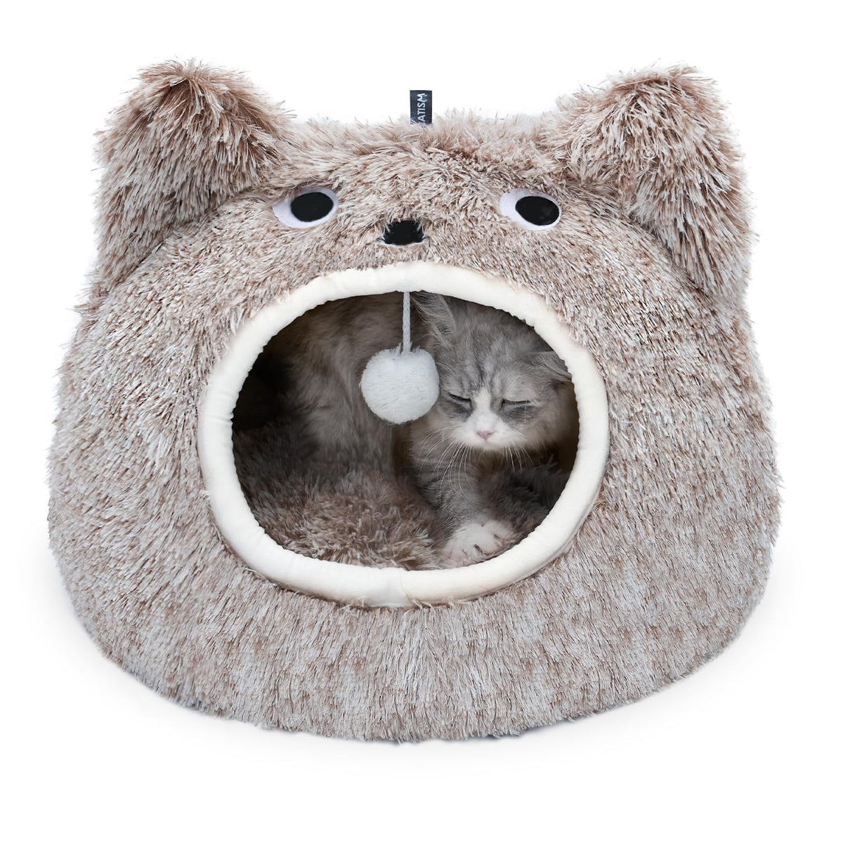 CATISM Cama de gato cueva de felpa para interiores y privacidad.