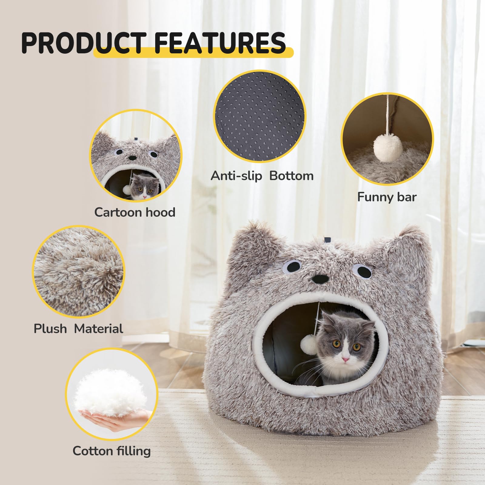 CATISM Cama de gato funda lavable para limpieza fácil.
