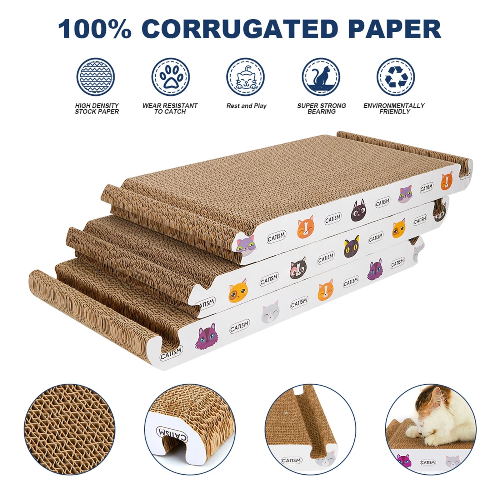 CATISM rasca-triangulo bordes lisos con diseño de gato para mayor comodidad.