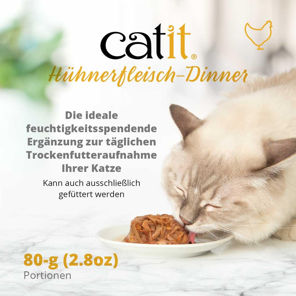 Catit Cena de Pollo con Hígado y Patata Dulce: presentación en salsa que facilita la ingesta