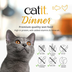 Catit cena-pollo-paquete-variedad-3: fórmula sin granos para digestión suave.