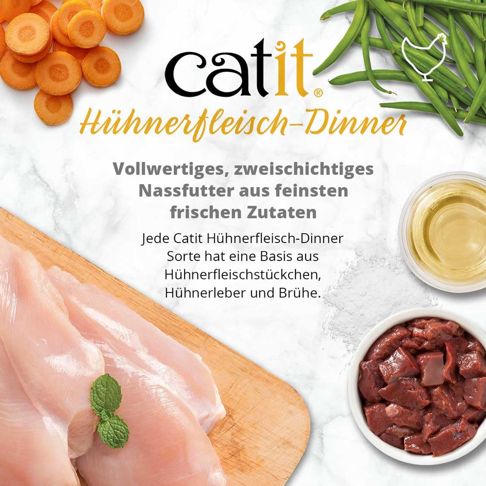 Catit Cena de Pollo con Res y Calabaza, vitaminas y minerales para uso diario.