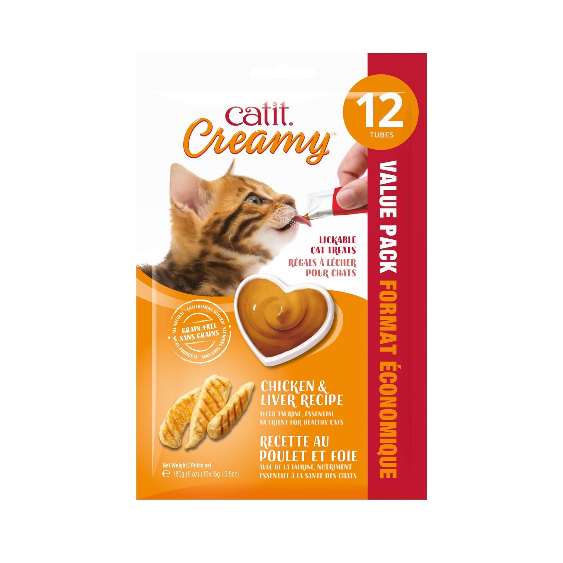 Catit Creamy ración recomendada para gatos de talla media.