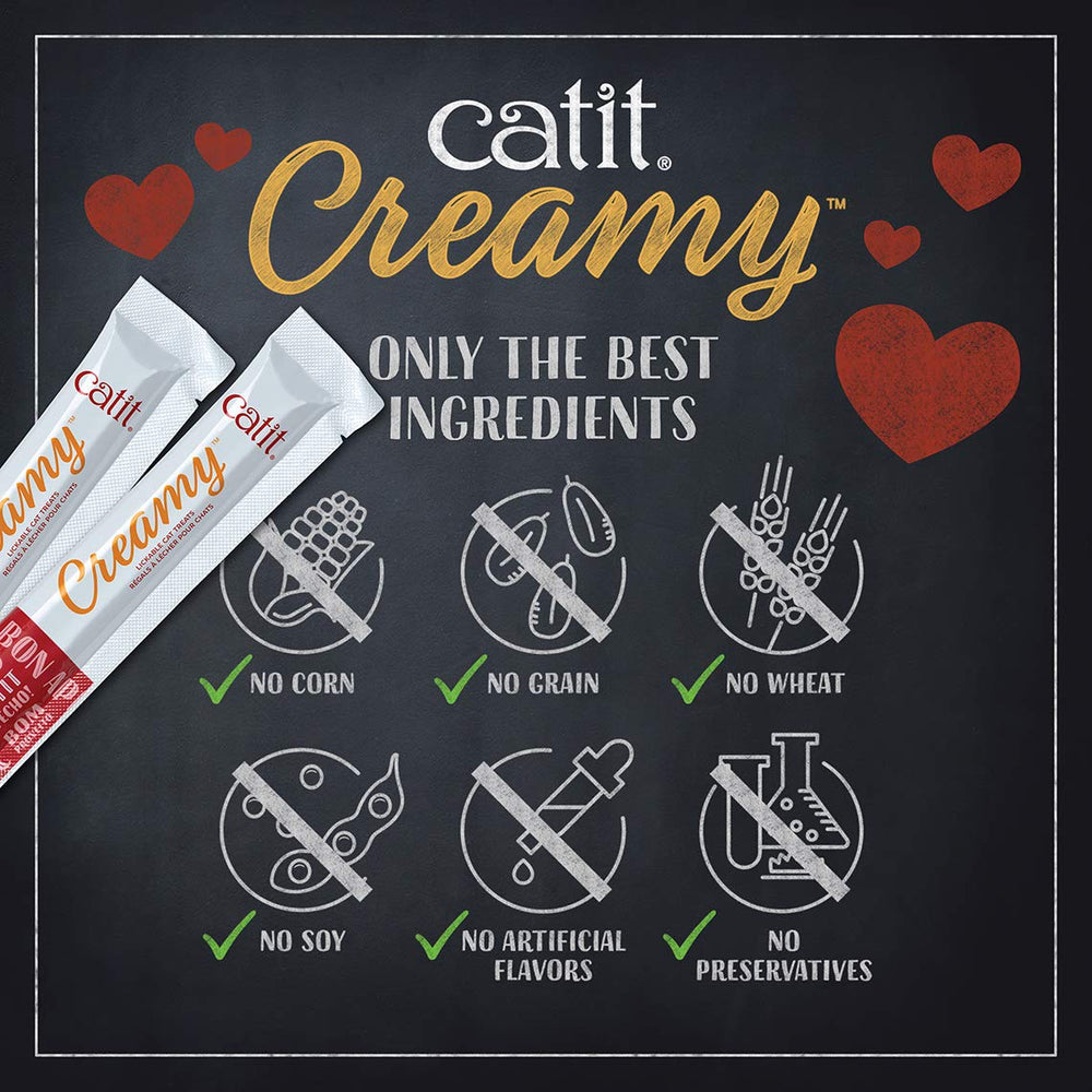 Catit Creamy, recompensa diaria en tubo con sabor pollo y camarón.