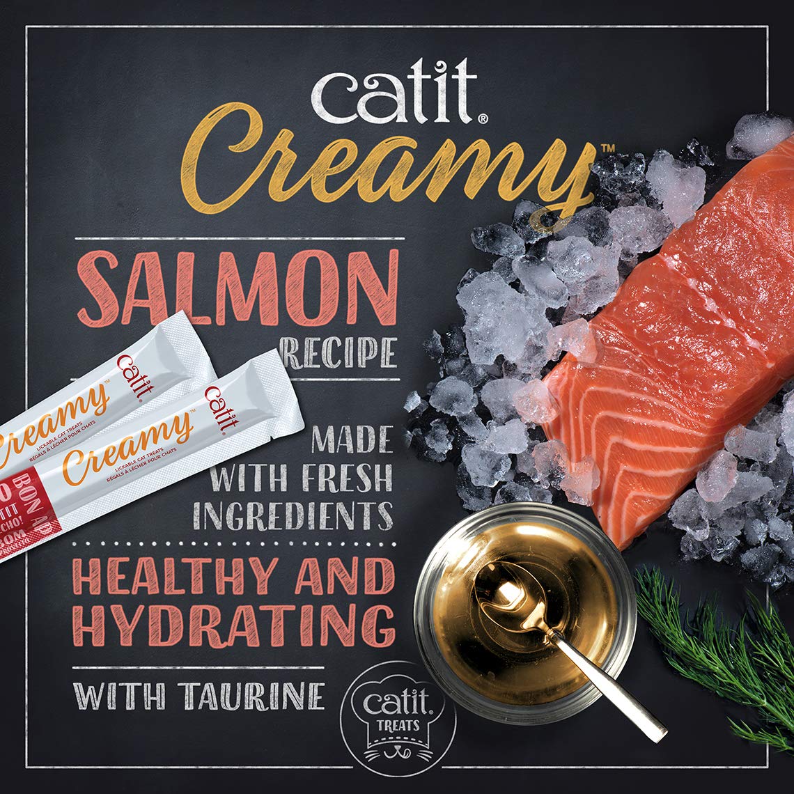 Catit Creamy textura cremosa: primer plano de crema suave y apetitosa.