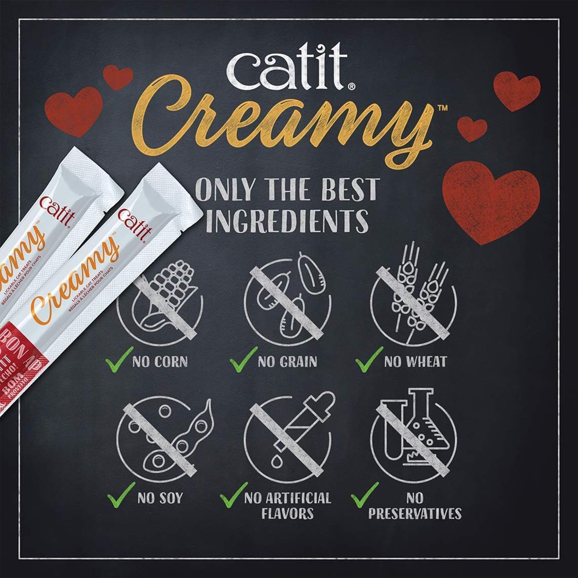 Catit Creamy Treat paquete 72 unidades, conveniente para hogares con varios gatos.