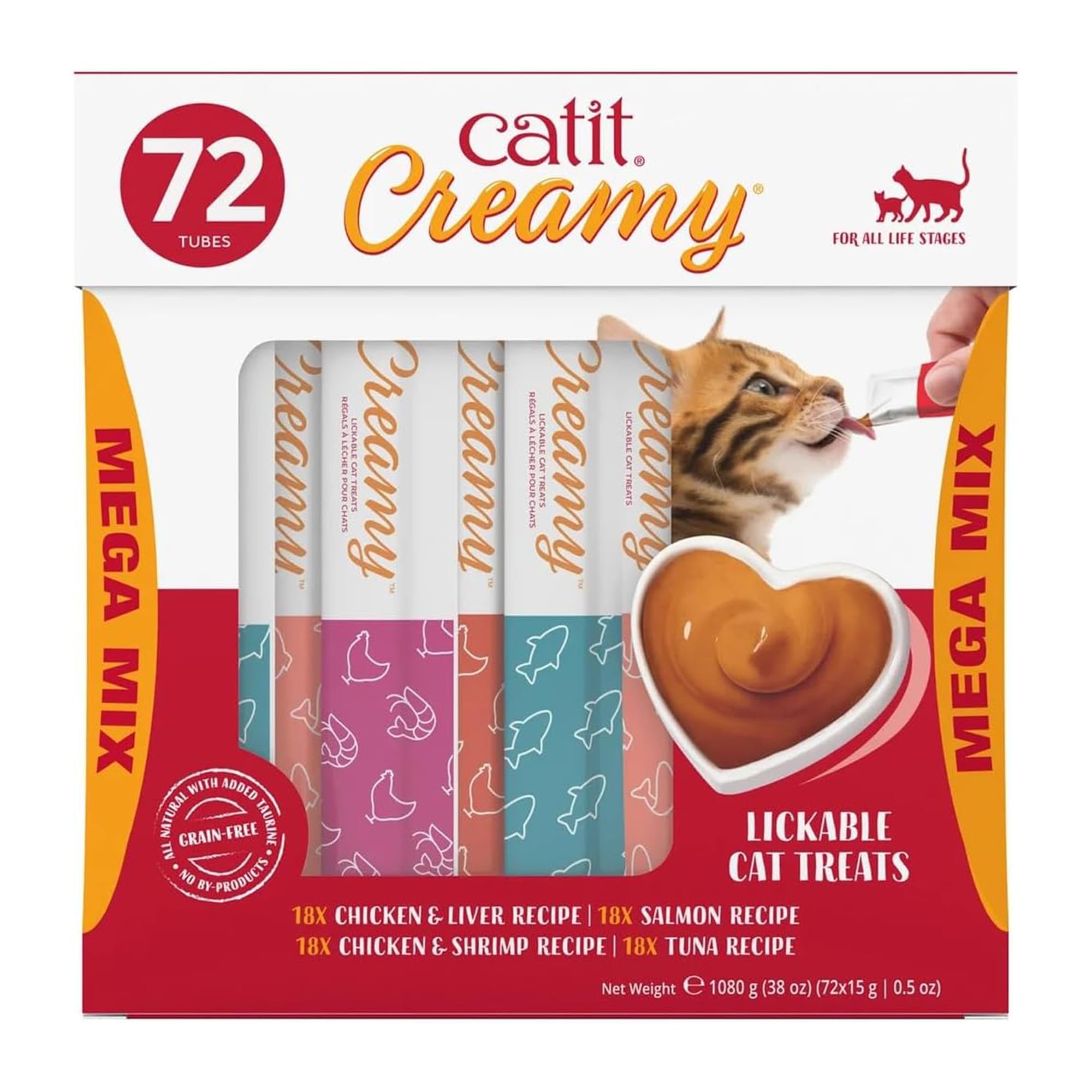 Catit Creamy Treat en tubo 0,5 oz, ideal para alimentar a mano.