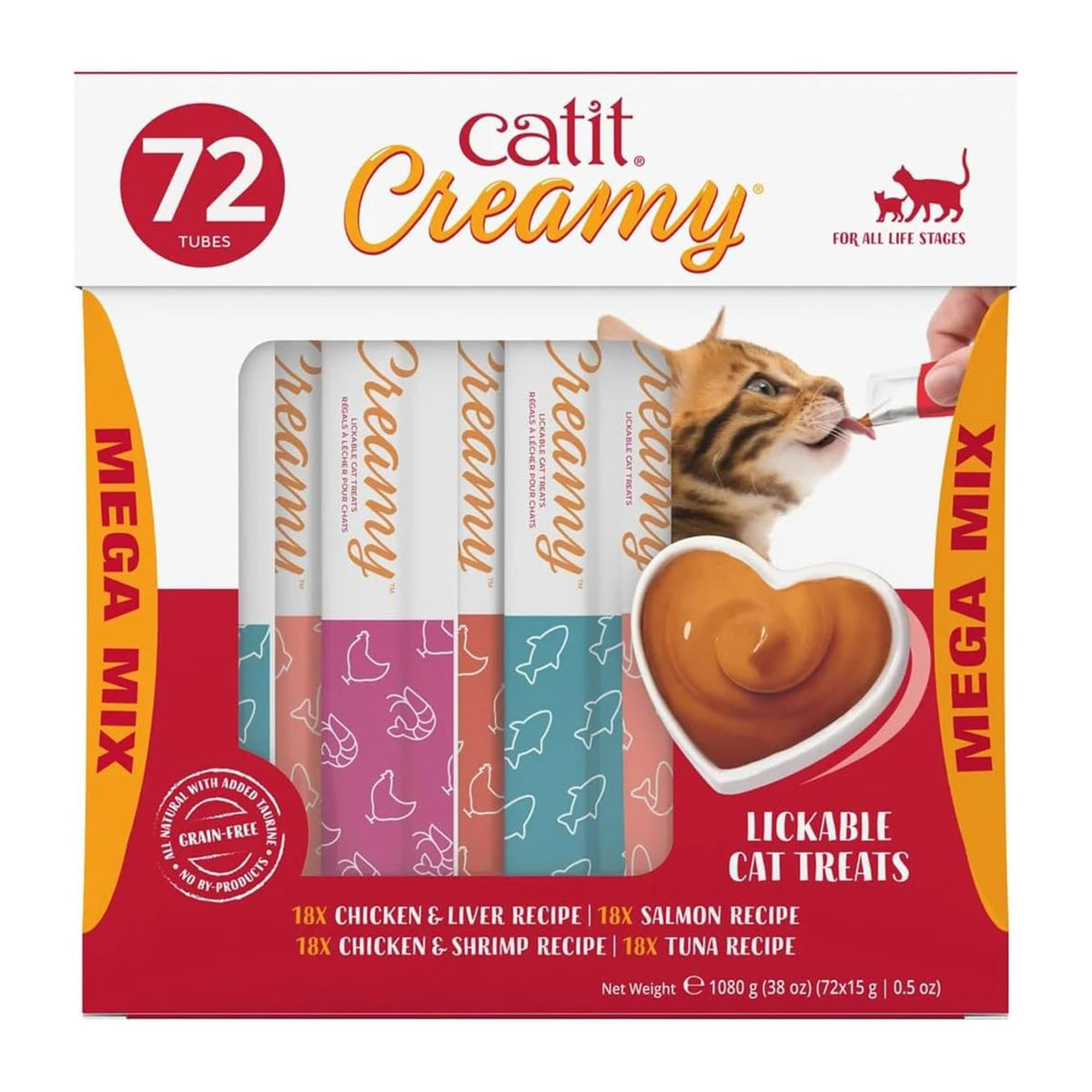 Catit Creamy Treat en tubo 0,5 oz, ideal para alimentar a mano.