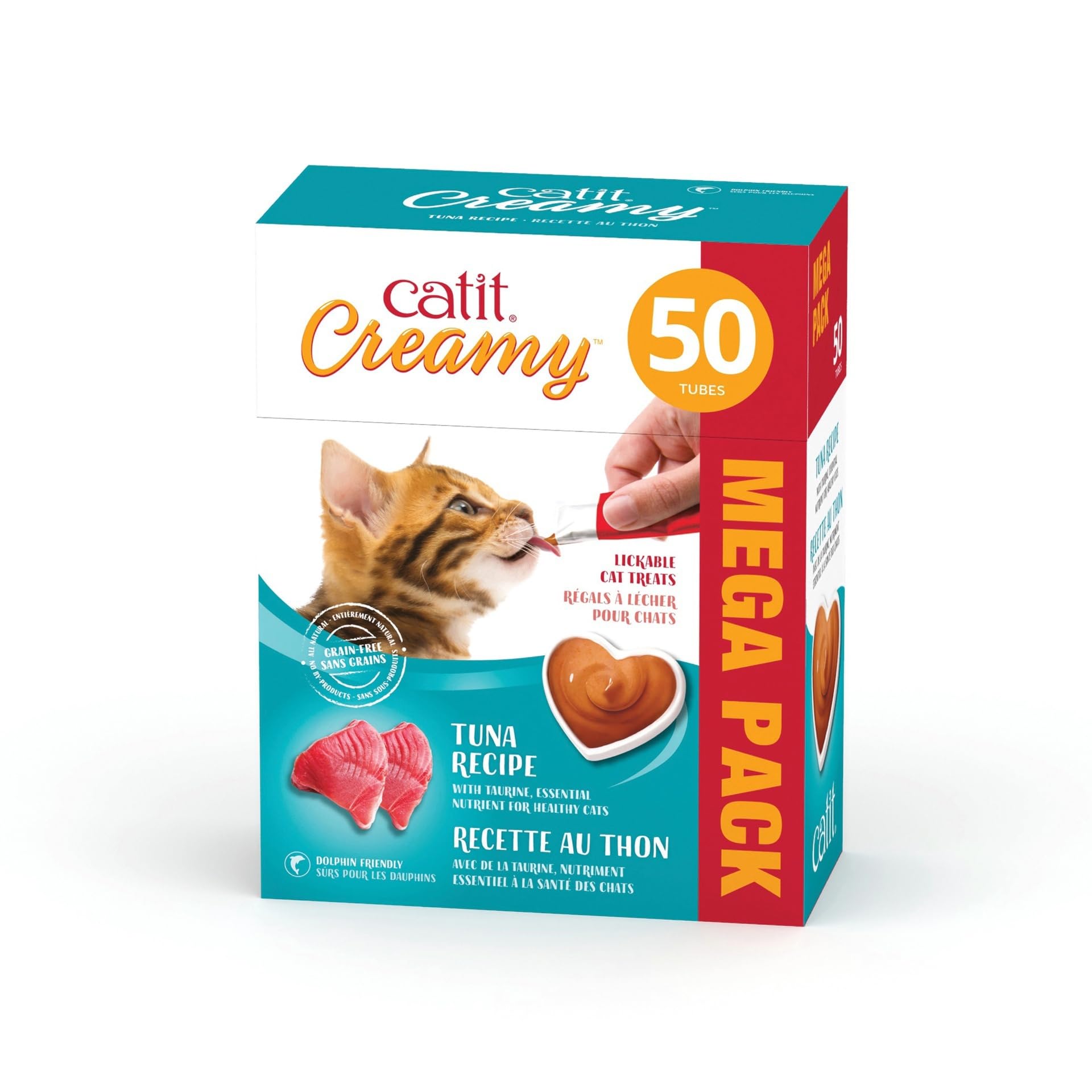 Catit Creamy textura atractiva en tubo que invita a lamer.