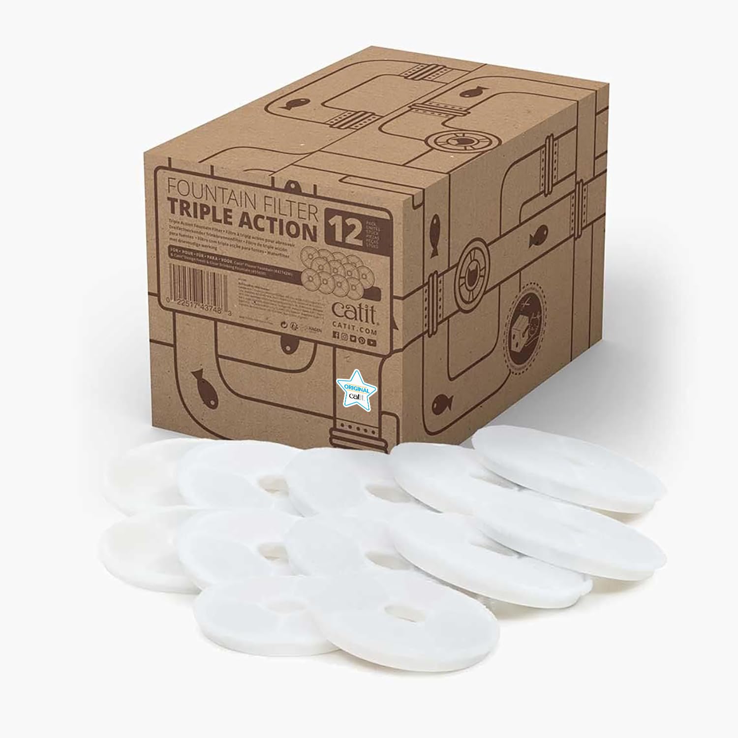 Catit filtros triple action, paquete de 12, reducen olores y mantienen agua limpia