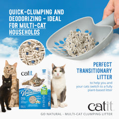 Catit Go Natural: acción de aglutinación rápida para limpieza eficiente de la caja.