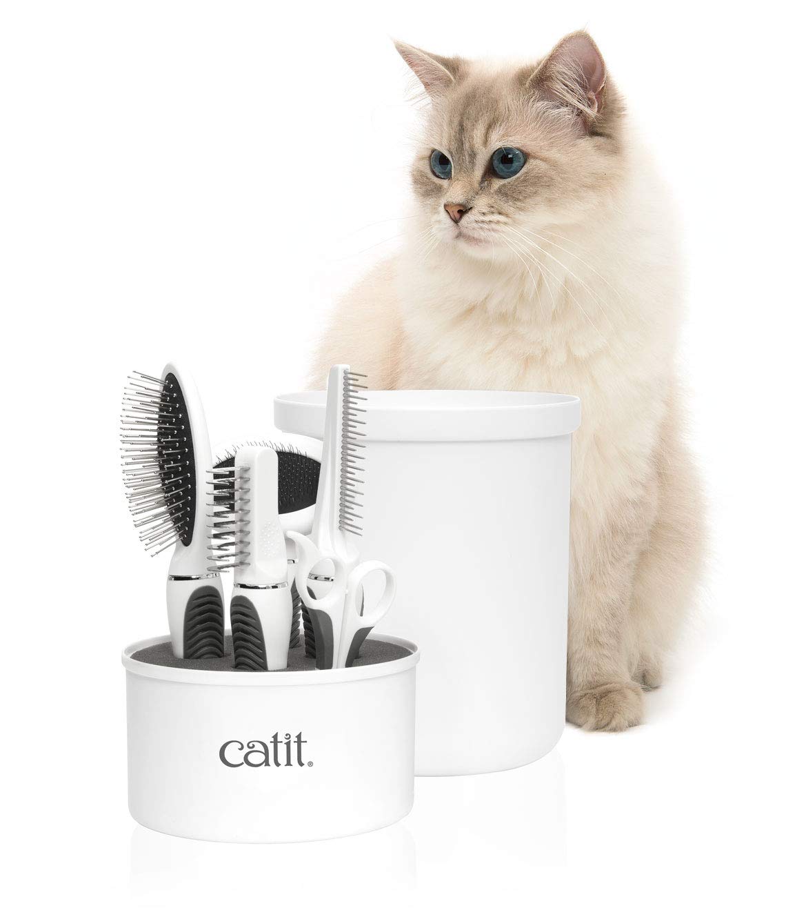 Catit Senses 2.0 Long Hair: gato relajado durante el cepillado diario