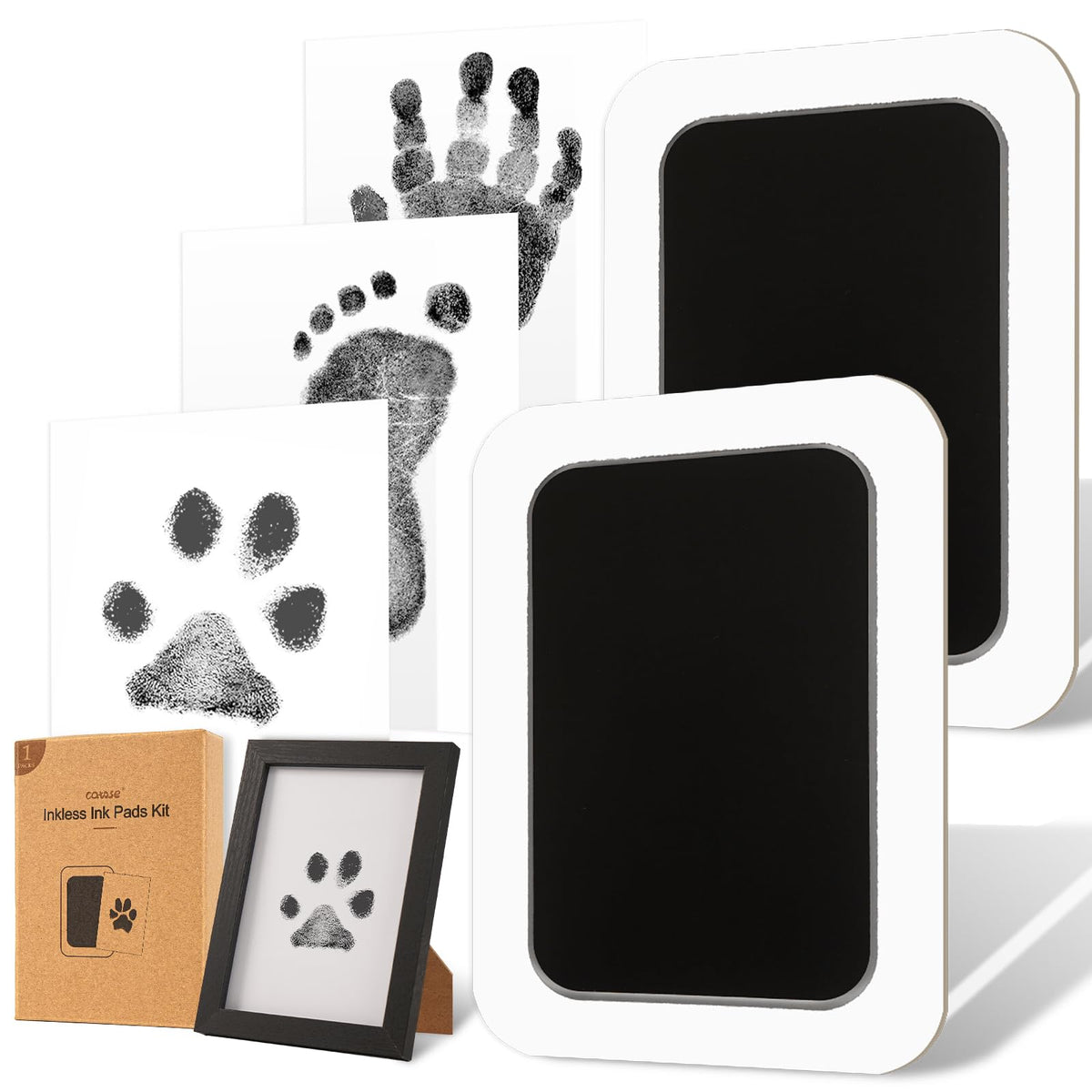 Kit Catose con huellas sin tinta, frontal, para conservar recuerdos limpios.