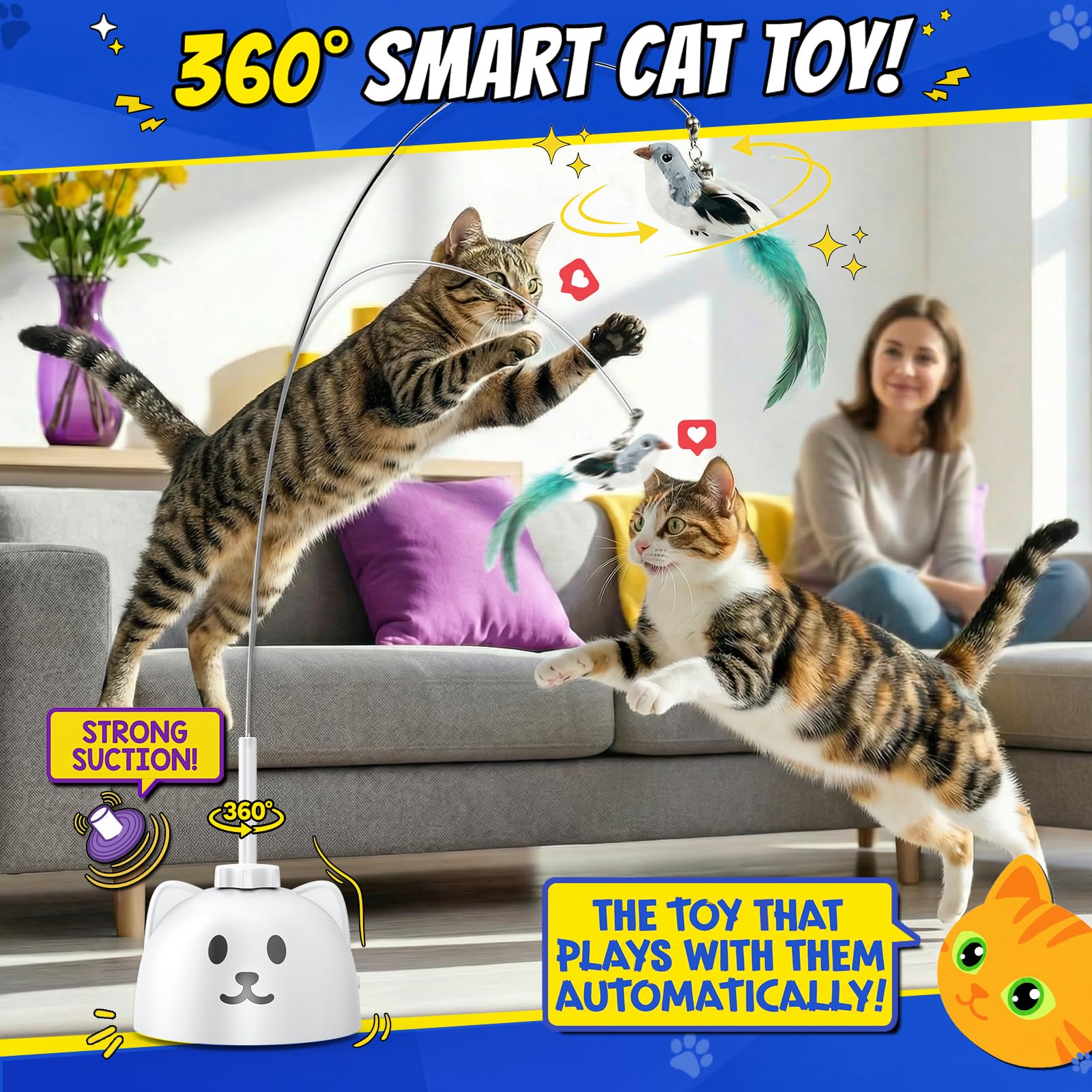 CATPICK Base adhesiva fuerte mantiene estable el juguete en superficies lisas