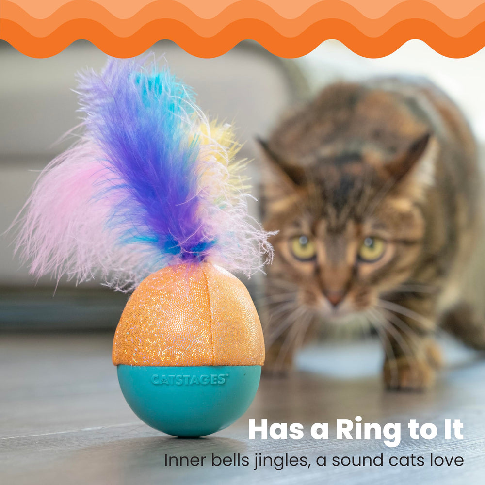 Catstages Whack N' Wobble Ball base infusionada con hierba gatera para interés continuo