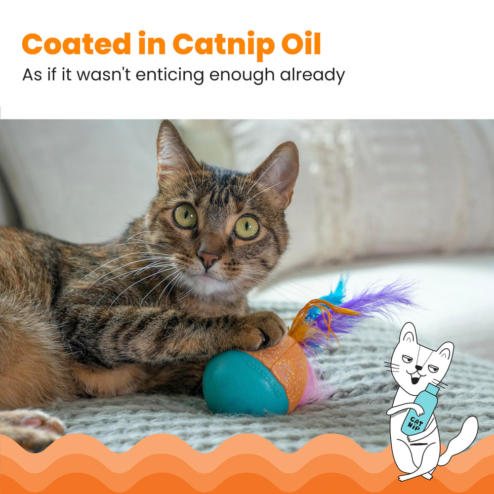 Catstages Whack N' Wobble Ball con plumas y brillo que fascinan el juego