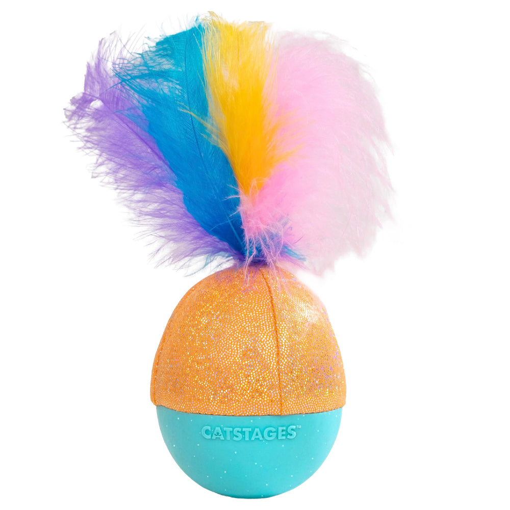 Catstages Whack N' Wobble Ball con plumas, movimiento impredecible para perseguir