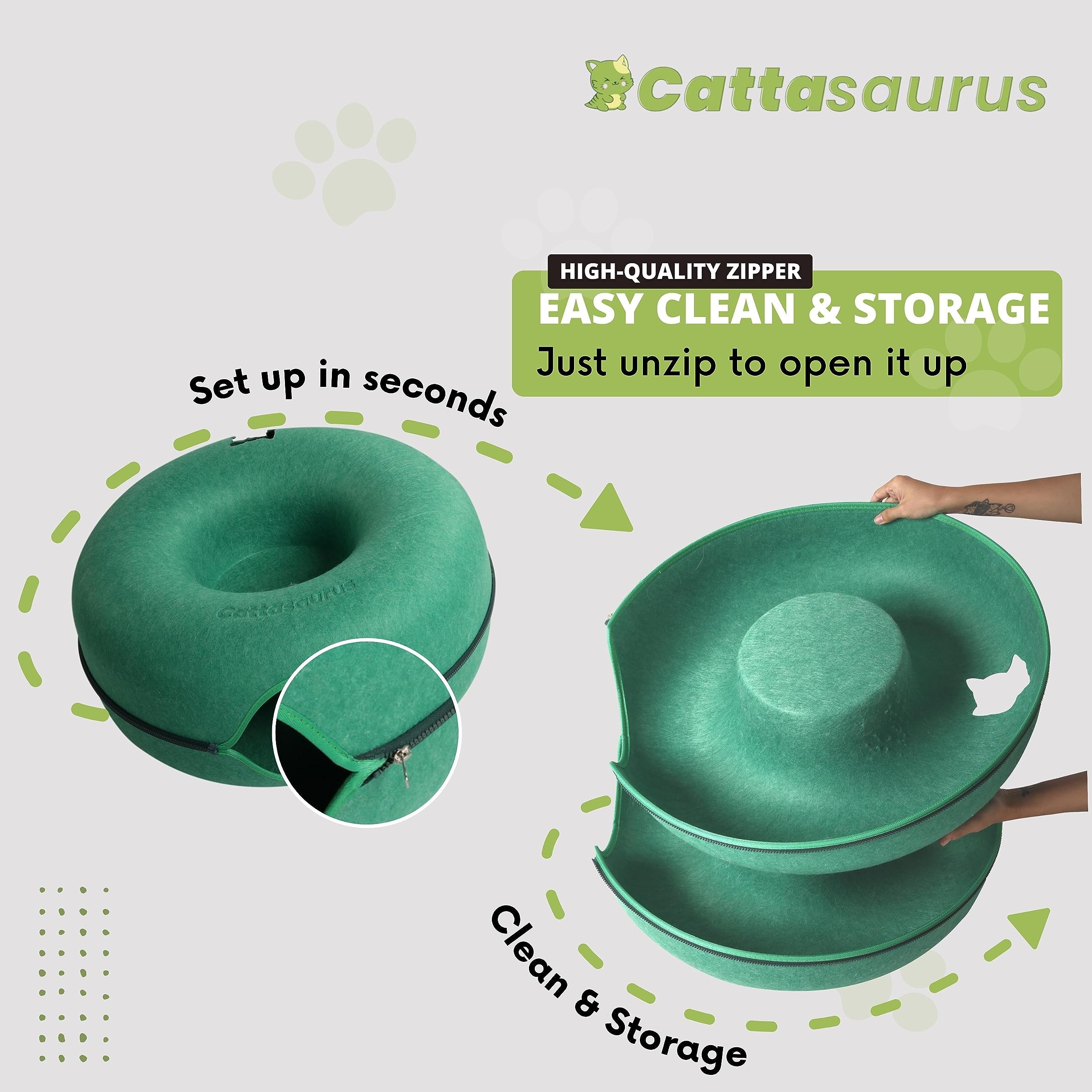 Cattasaurus Peekaboo Almacenamiento Receso, orden y estilo verde bosque.