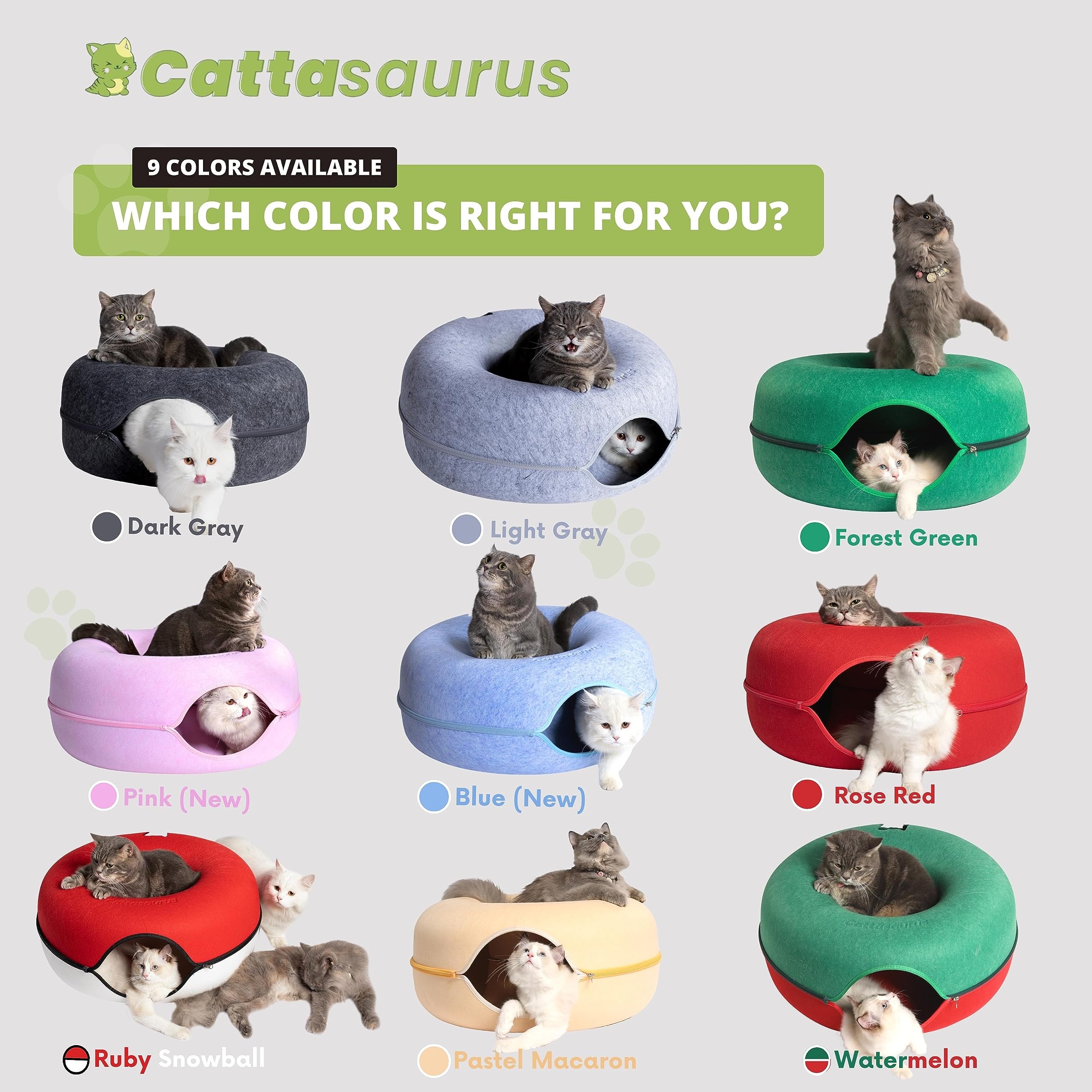 Cattasaurus Peekaboo Cierre Desmontable, túnel fácil de quitar.