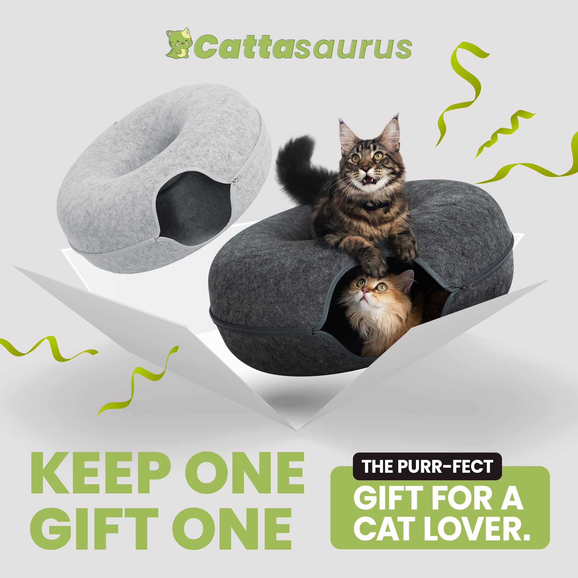 Cattasaurus Peekaboo Diseño Doble: duo set para dos felinos, sin peleas.