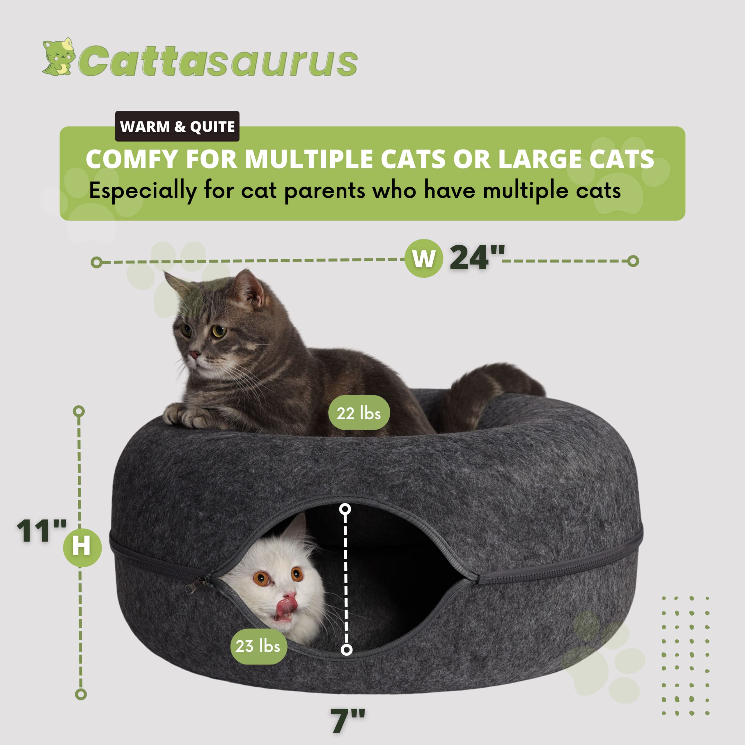 Cattasaurus Peekaboo diseño moderno, combina con la decoración del hogar.