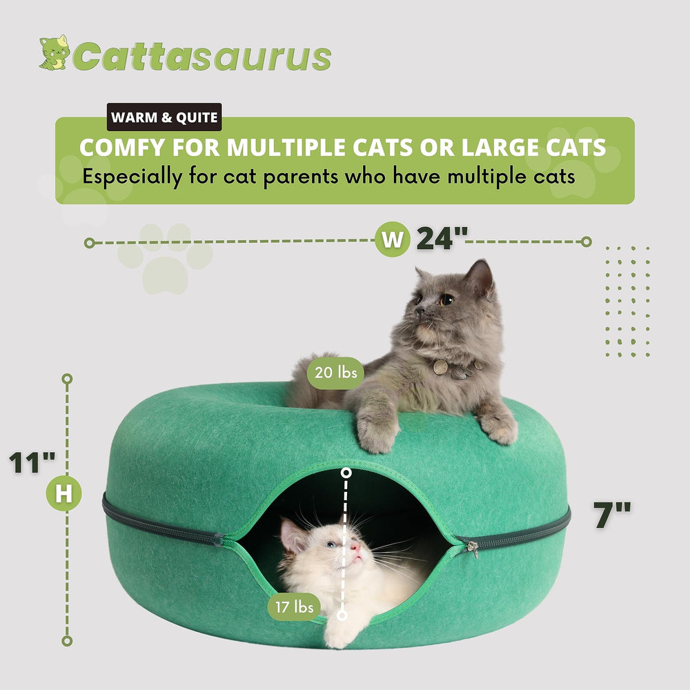 Cattasaurus Peekaboo Lavable: fácil limpieza verde bosque.