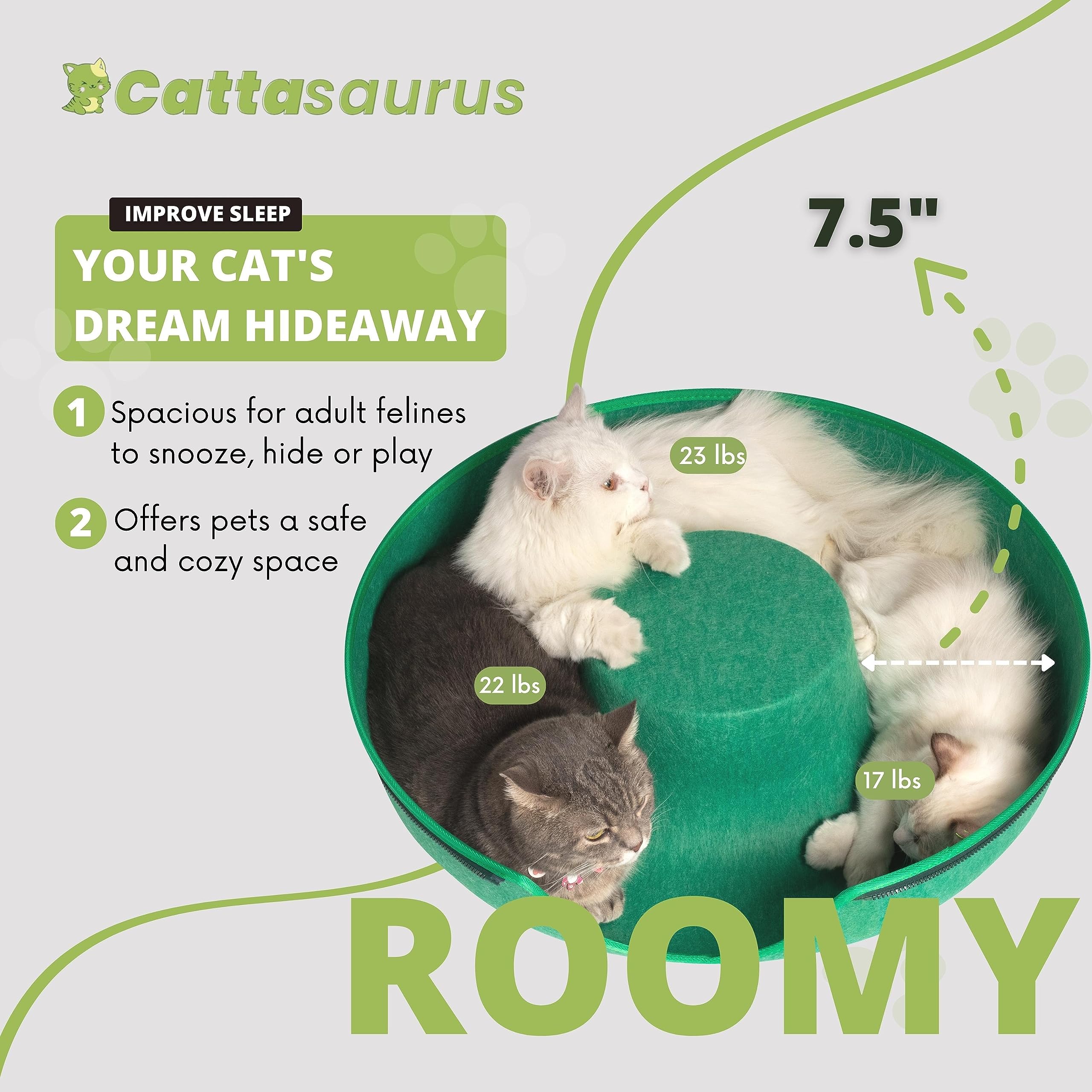 Rascador integrado: Cattasaurus Peekaboo para gato, verde bosque.